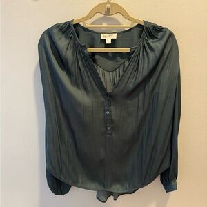 Elegant Teal Blouse with Button Accents
